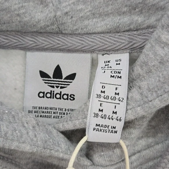 NWT Adidas Originals Adicolor Essentials FleecebHoodie Gray/White IA6418 Women's - Picture 6 of 10